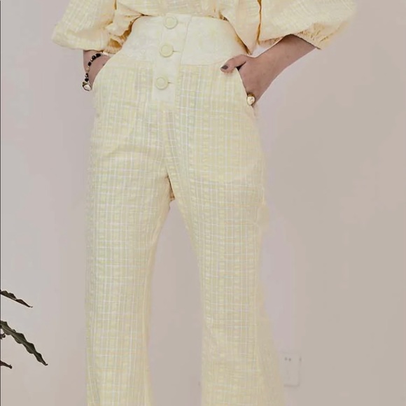 Unlogical Poem Yellow Plaid Flare Pants - Picture 2 of 4